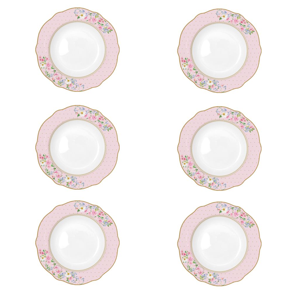 Set 6 Porzellan-Suppenteller Ø 23 cm Garden Joy