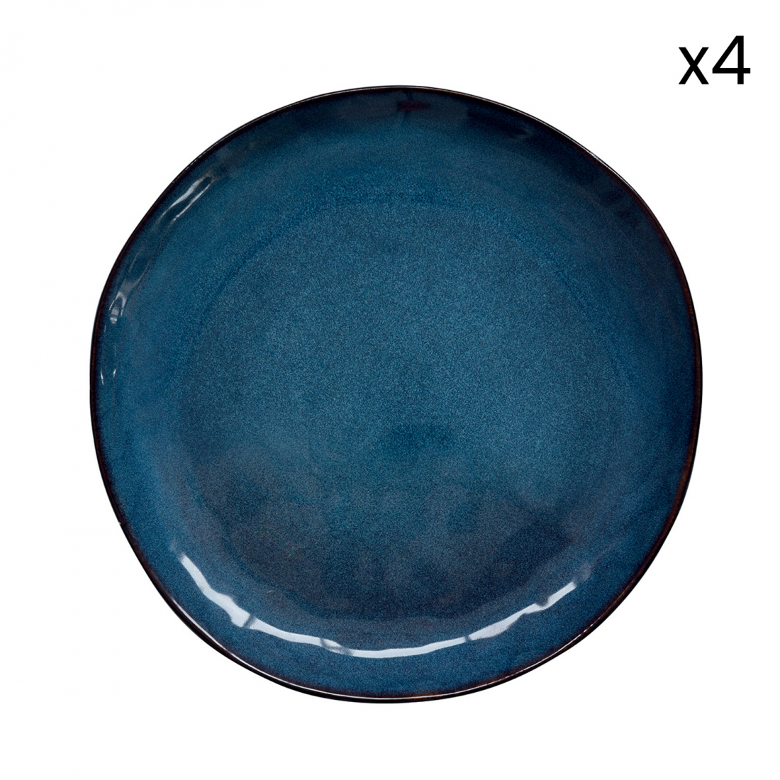 Set Of 4 Dinner Plates Ø 27.5 cm In Genesis Blue Stoneware
