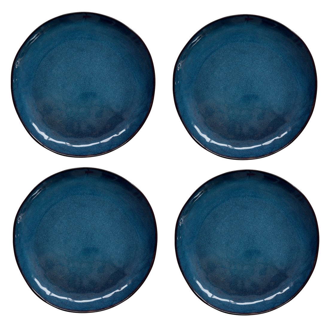 Set Of 4 Dinner Plates Ø 27.5 cm In Genesis Blue Stoneware