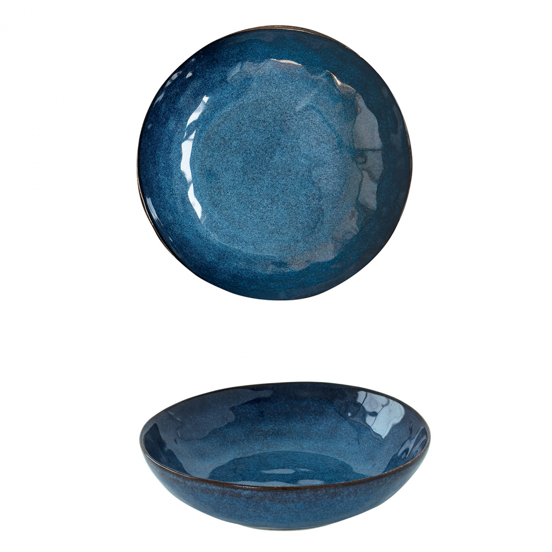 Set Of 4 Deep Plates Ø 21 cm In Genesis Blue Stoneware