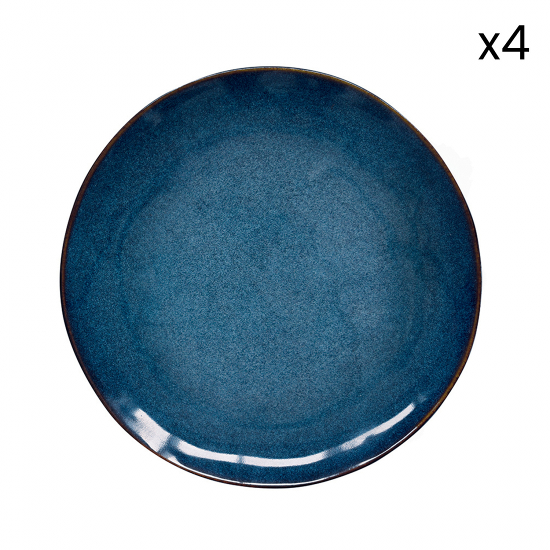 Set Aus 4 Desserttellern, Ø 20 cm, Aus Genesis Blue Steinzeug