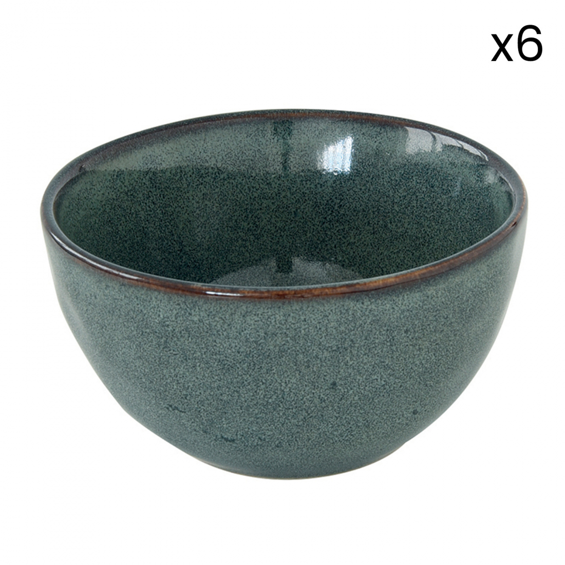 Set Of 6 Bowls Ø 11 cm In Genesis Green Stoneware