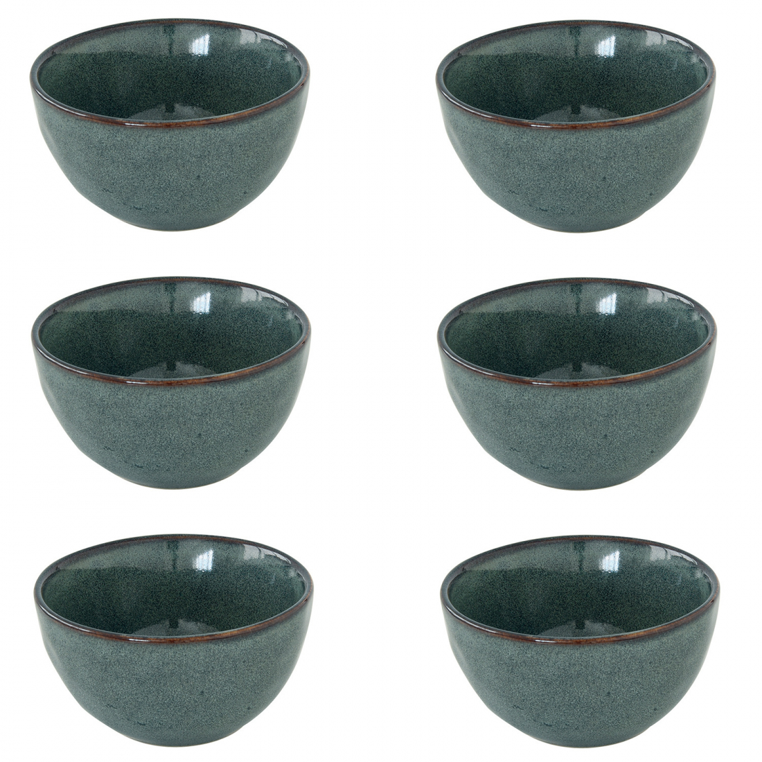 Set Of 6 Bowls Ø 11 cm In Genesis Green Stoneware