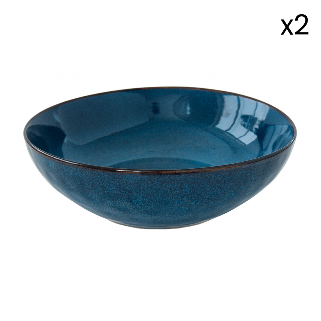 Set Of 2 Bowls Ø 26 cm In Genesis Blue Stoneware
