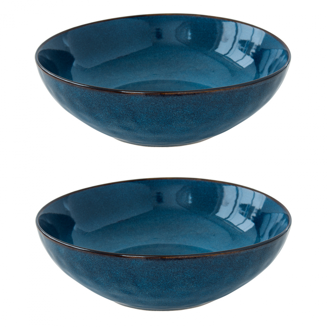 Set Of 2 Bowls Ø 26 cm In Genesis Blue Stoneware