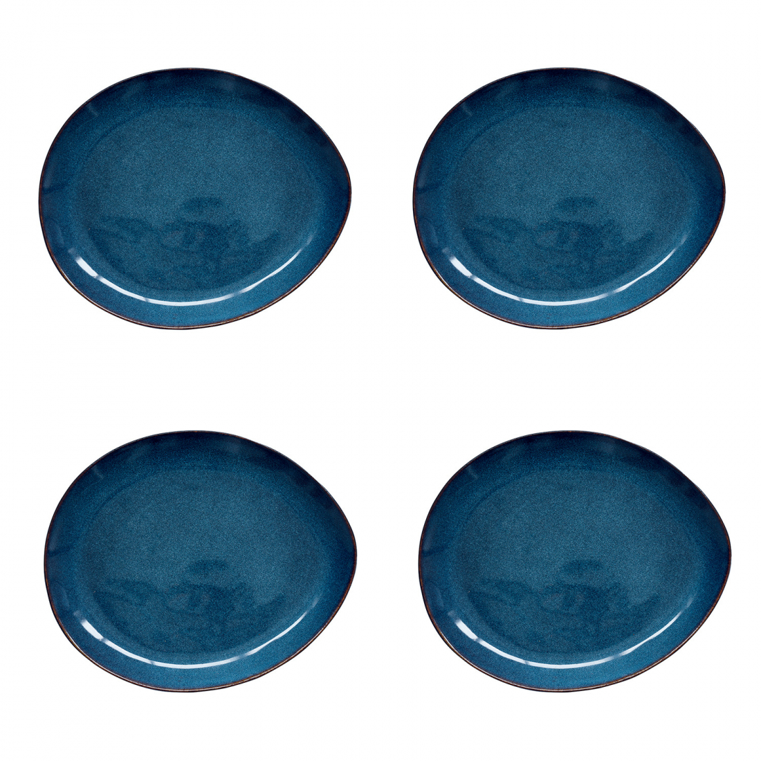 Set Of 4 Dinner Plates 28.5x24 cm In Genesis Blue Stoneware
