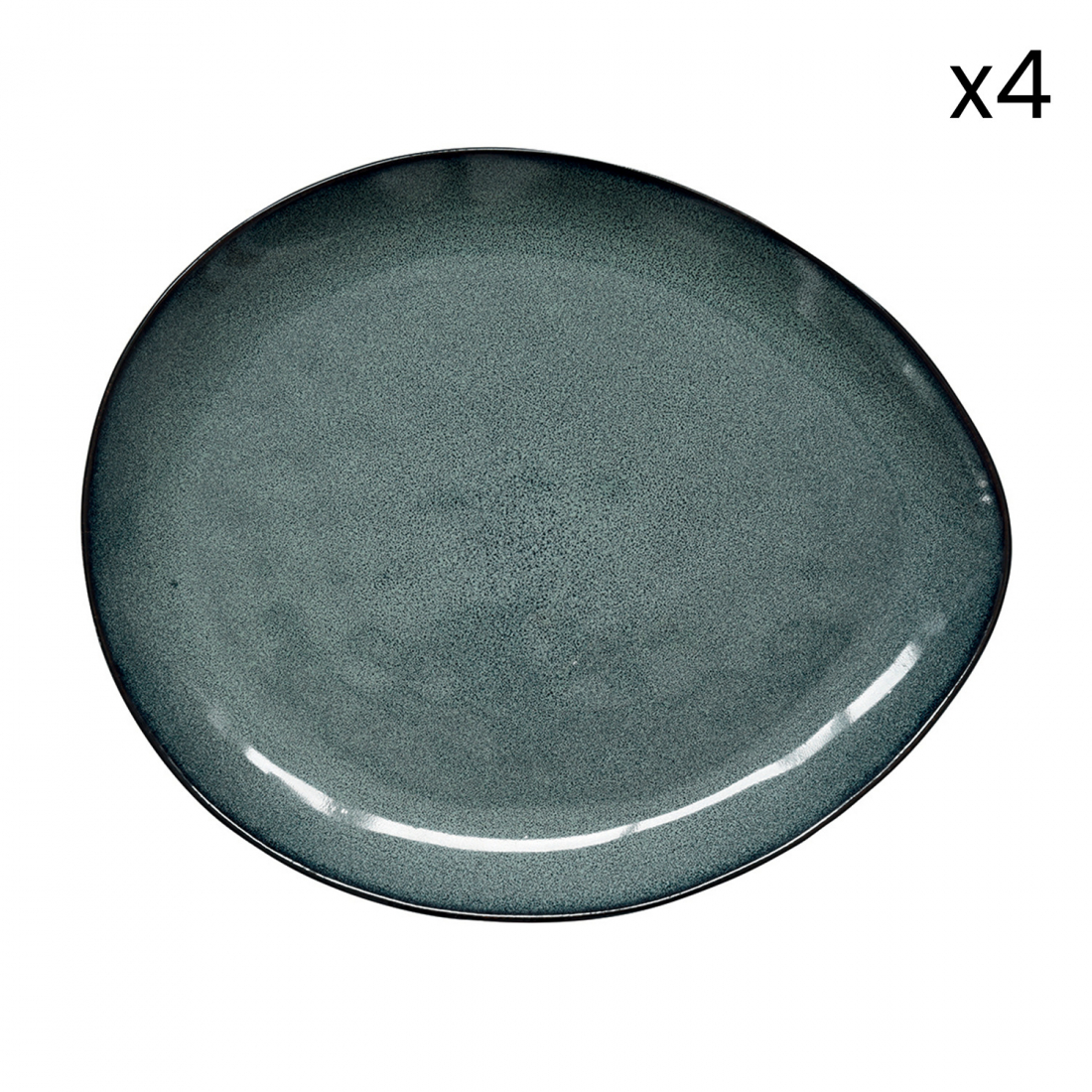 Set Aus 4 Speisetellern, 28,5 x 24 cm, Aus Genesis Green Steinzeug