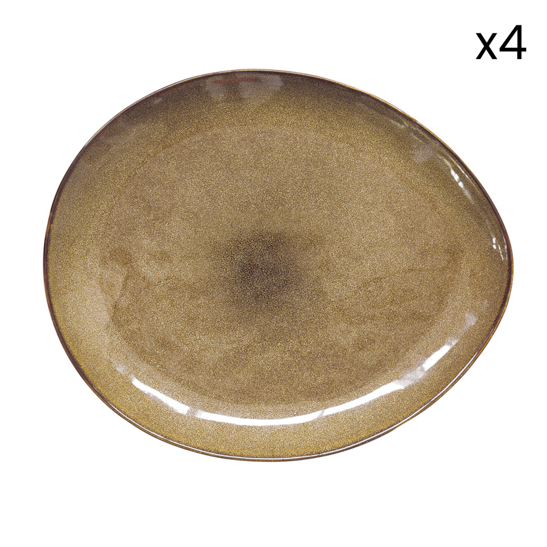 Set Aus 4 Speisetellern (28,5 x 24 cm) Aus Genesis Terra Steinzeug