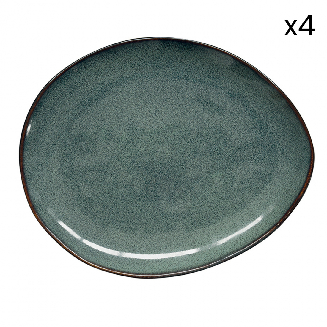 Set Aus 4 Desserttellern, 20,5 x 16,5 cm, Aus Genesis Green Steinzeug