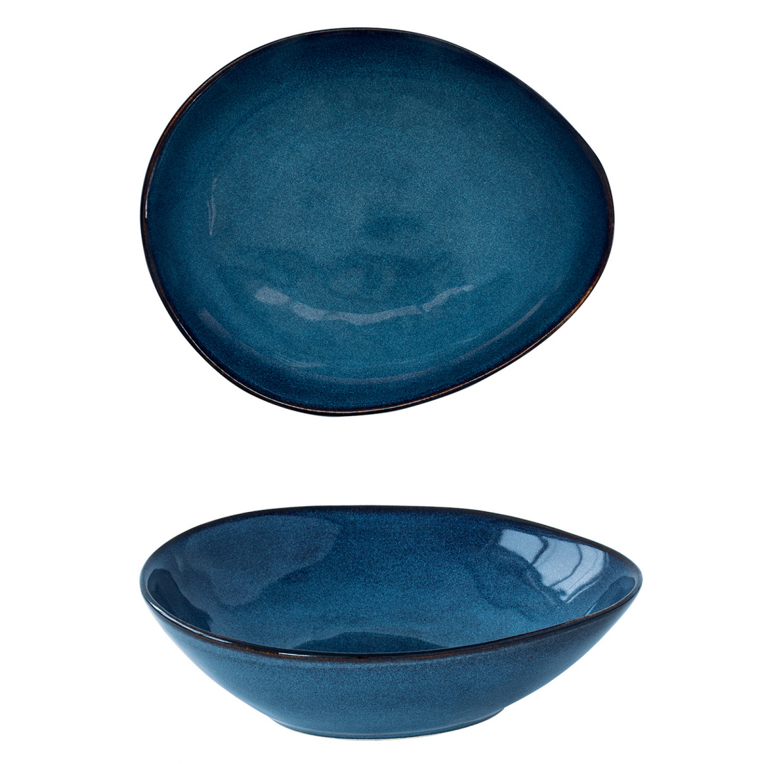 Set Of 4 Deep Plates 21x17 cm In Genesis Blue Stonware
