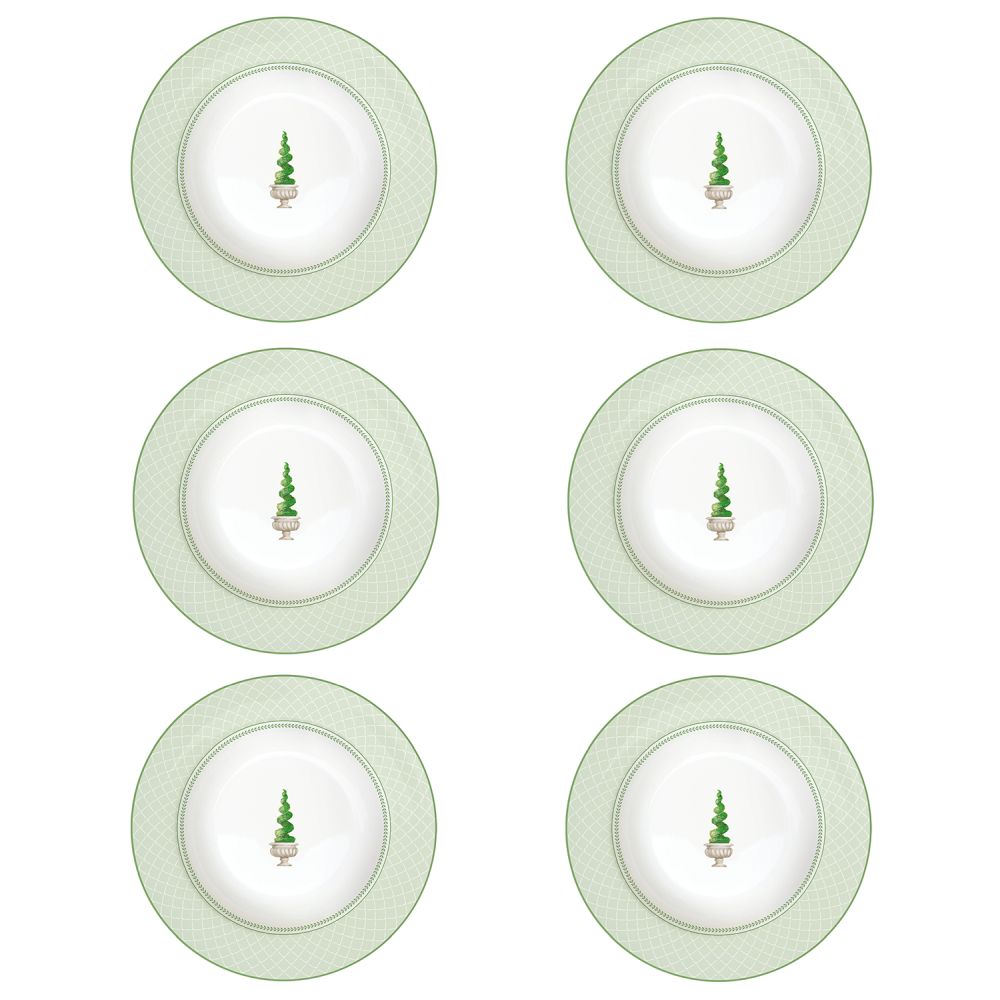 Set 6 Porcelain Soup Plate Ø 21,5 cm Topiary