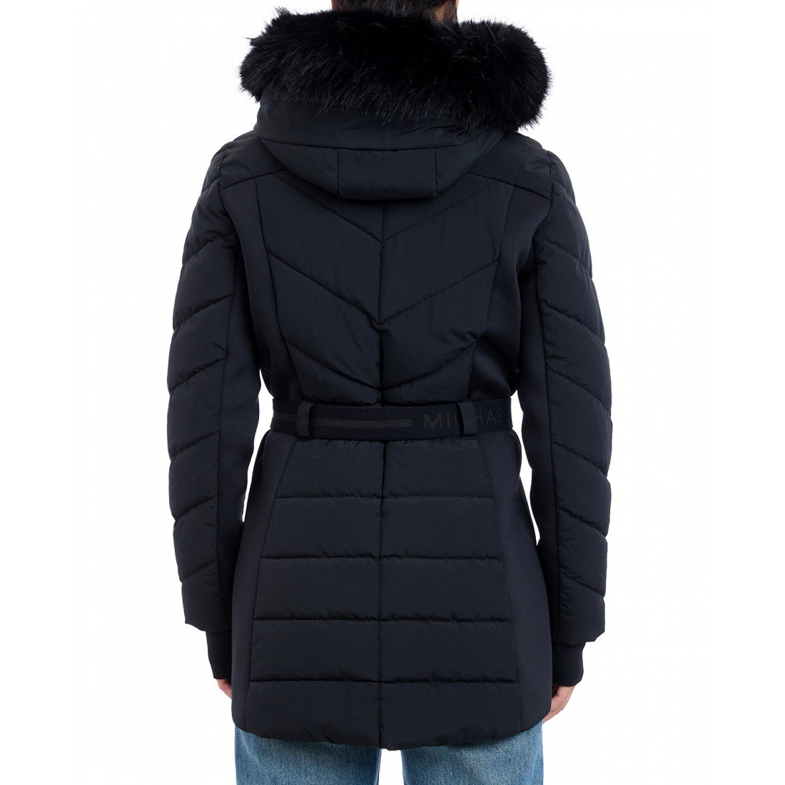 Women's 'Belted Bibbed Hooded' Puffer Coat