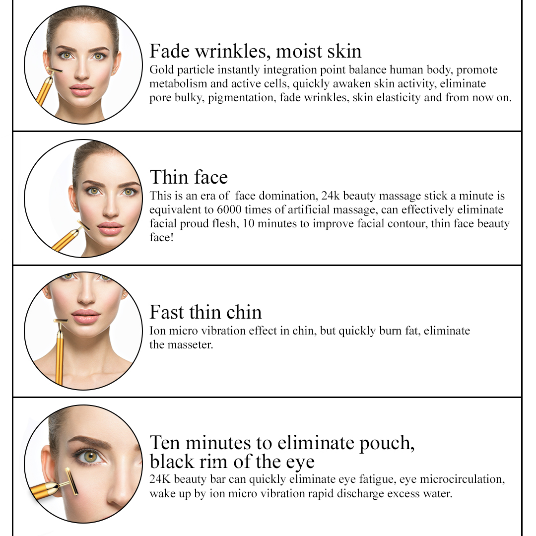 Masseur visage '24K Gold Micro Pulse T-Bar'