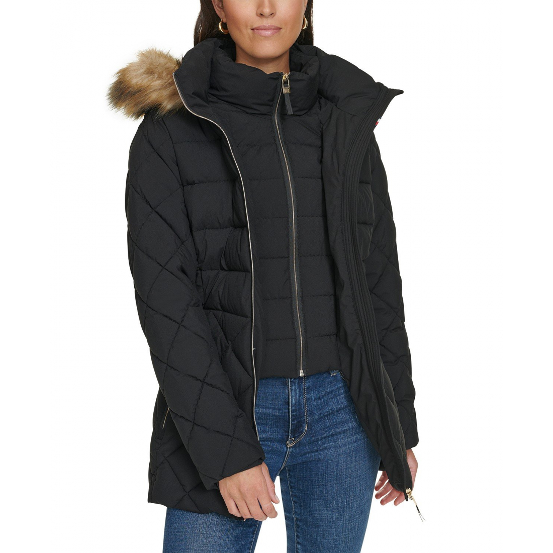 Manteau matelassé 'Bibbed Faux-Fur-Trim Hooded' pour Femmes