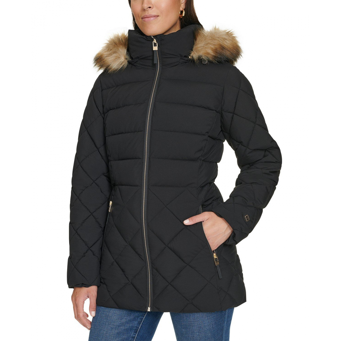 Manteau matelassé 'Bibbed Faux-Fur-Trim Hooded' pour Femmes