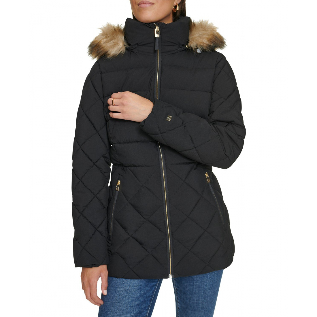 Manteau matelassé 'Bibbed Faux-Fur-Trim Hooded' pour Femmes