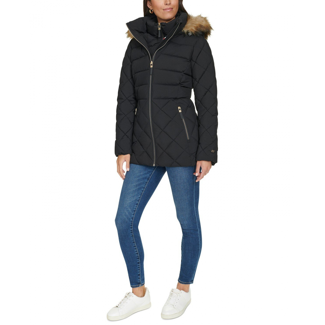 Manteau matelassé 'Bibbed Faux-Fur-Trim Hooded' pour Femmes