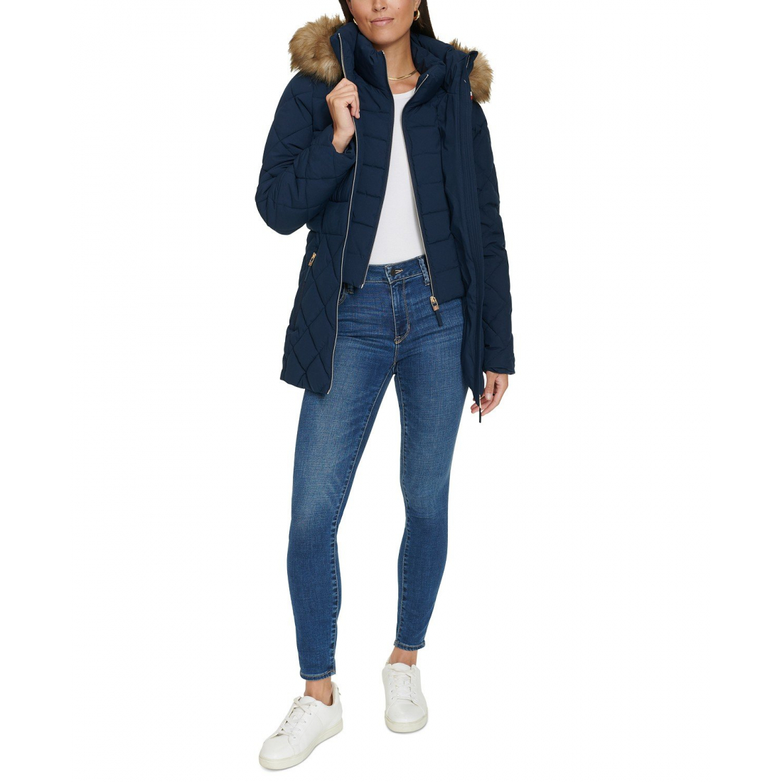 Manteau matelassé 'Bibbed Faux-Fur-Trim Hooded' pour Femmes