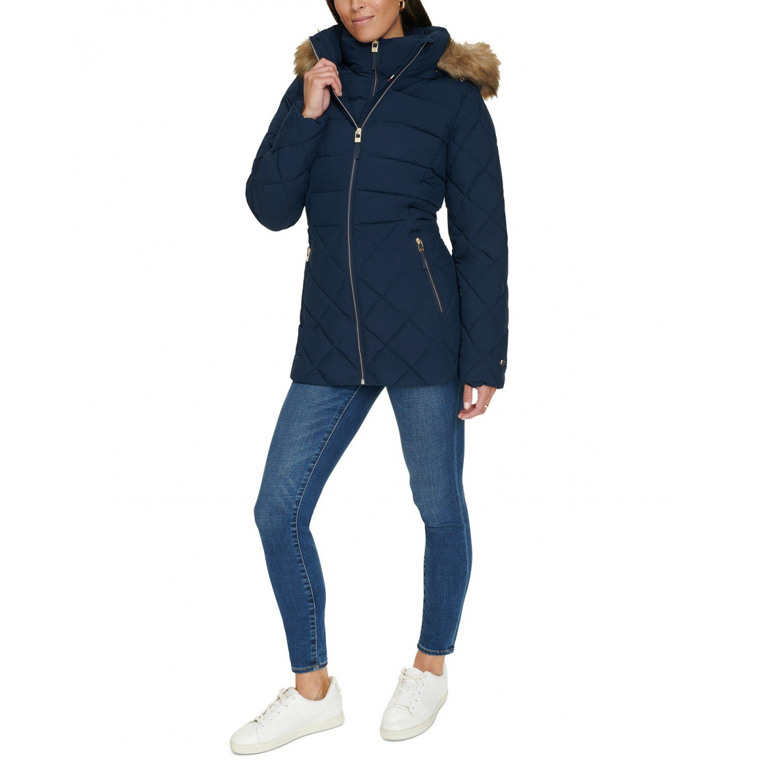 Manteau matelassé 'Bibbed Faux-Fur-Trim Hooded' pour Femmes