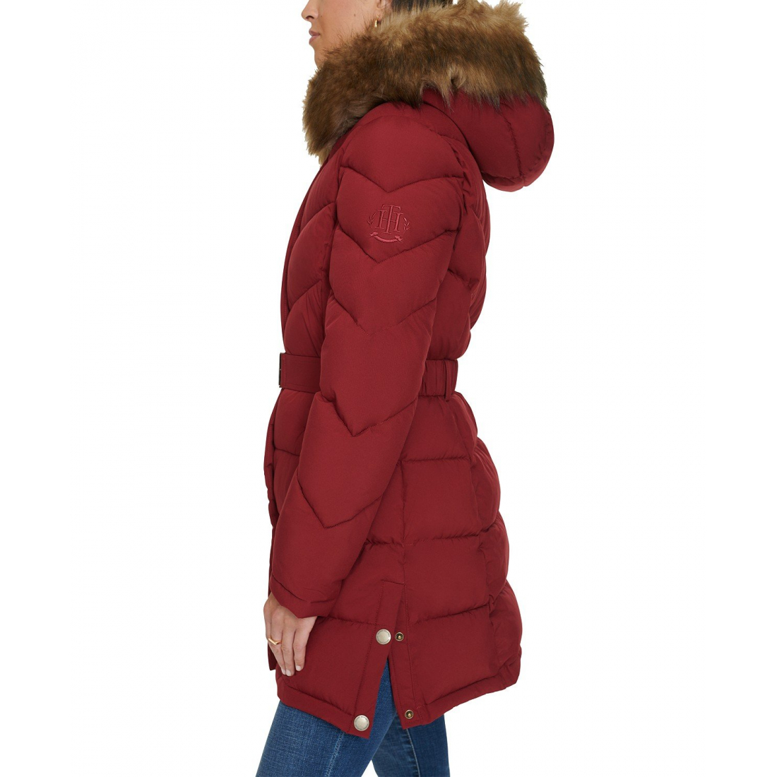 'Faux-Fur-Trim Hooded Puffer Coat' pour Femmes