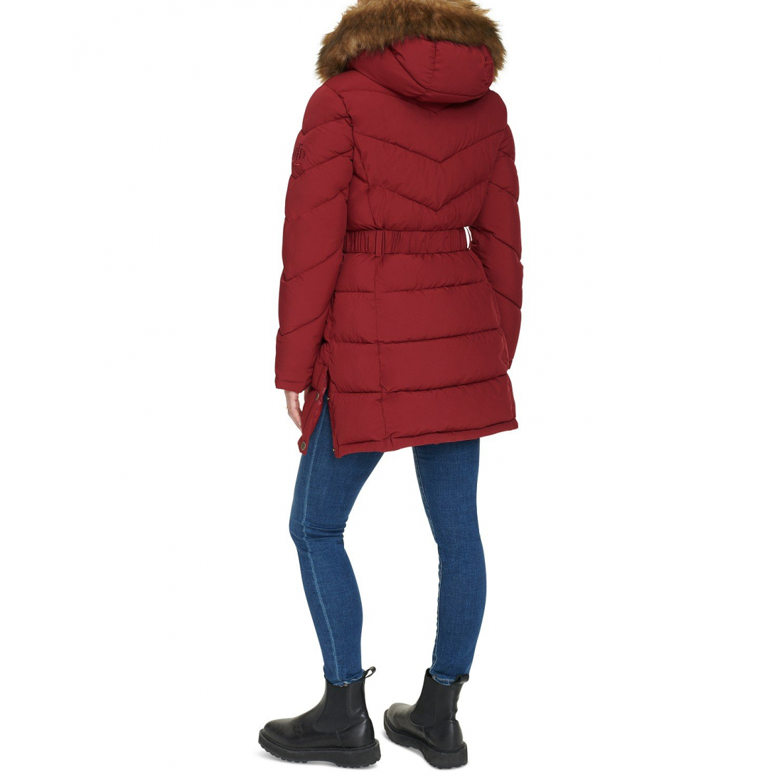 'Faux-Fur-Trim Hooded Puffer Coat' pour Femmes