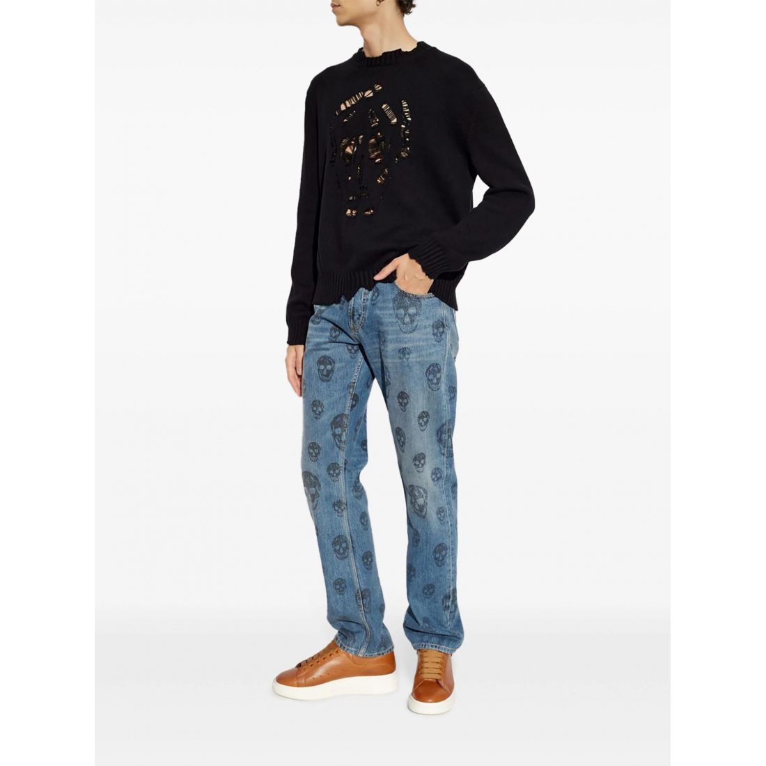 'Distressed Skull' Pullover für Herren