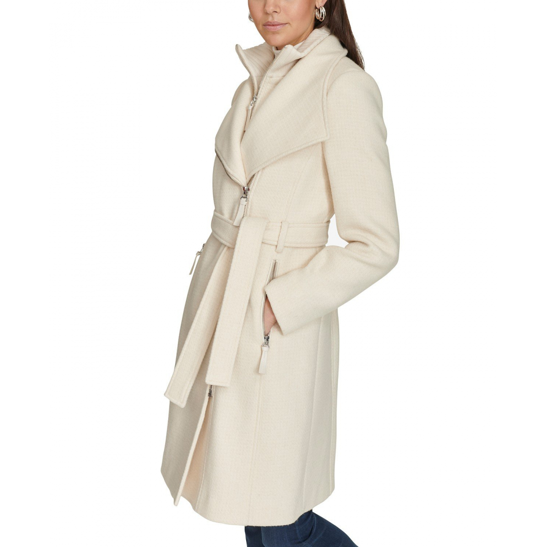 Women's 'Wool Blend Wrap' Belted Coat