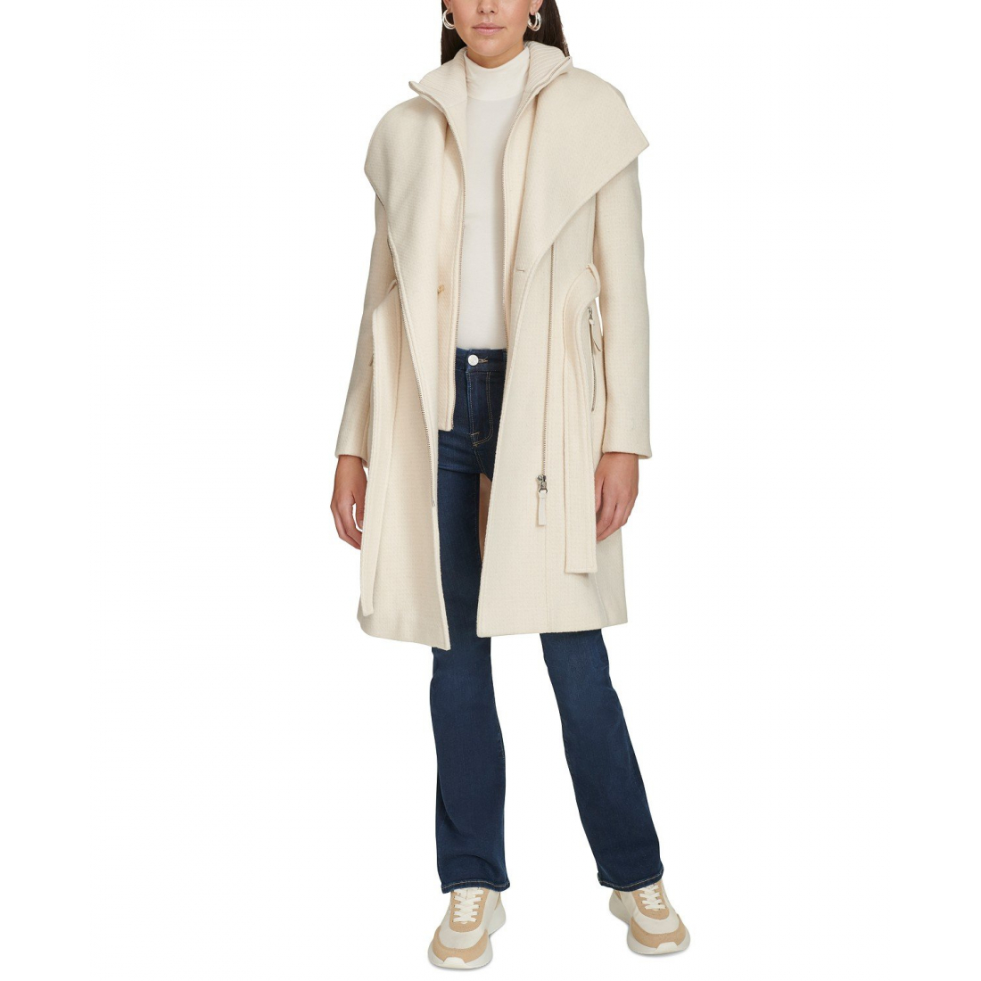 Women's 'Wool Blend Wrap' Belted Coat