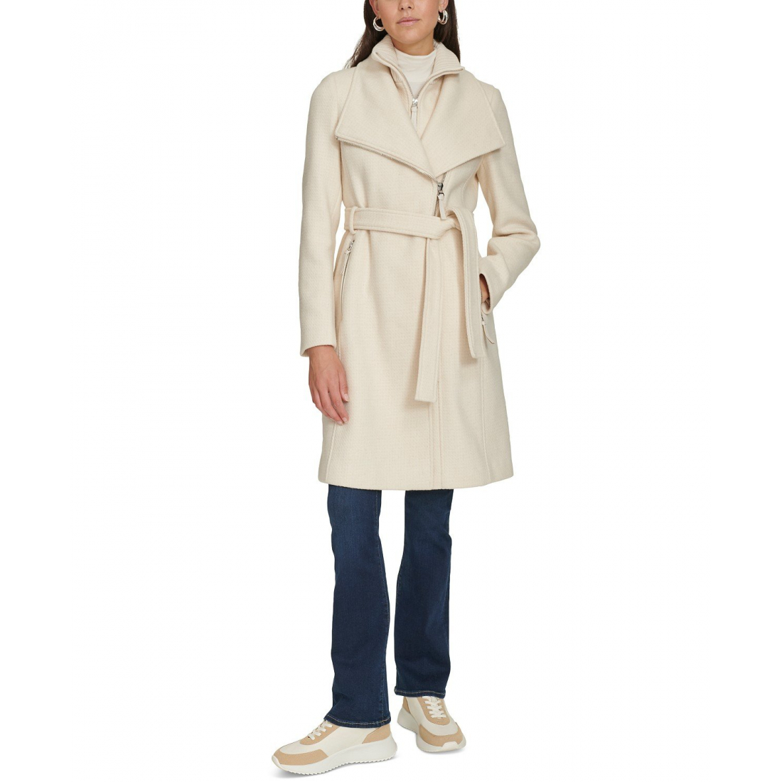 Women's 'Wool Blend Wrap' Belted Coat
