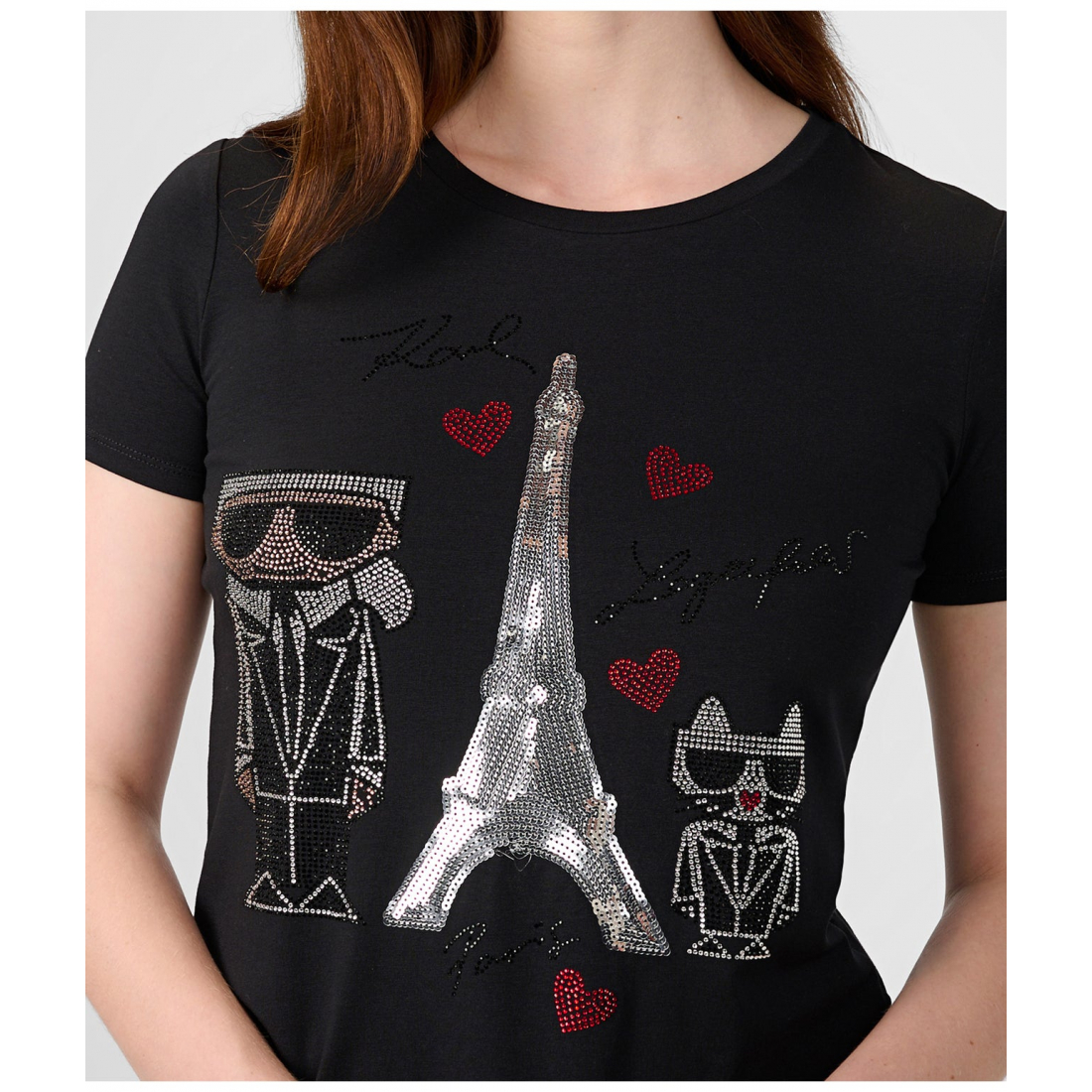 'Karl Sequin Eiffel Tower' T-Shirt für Damen