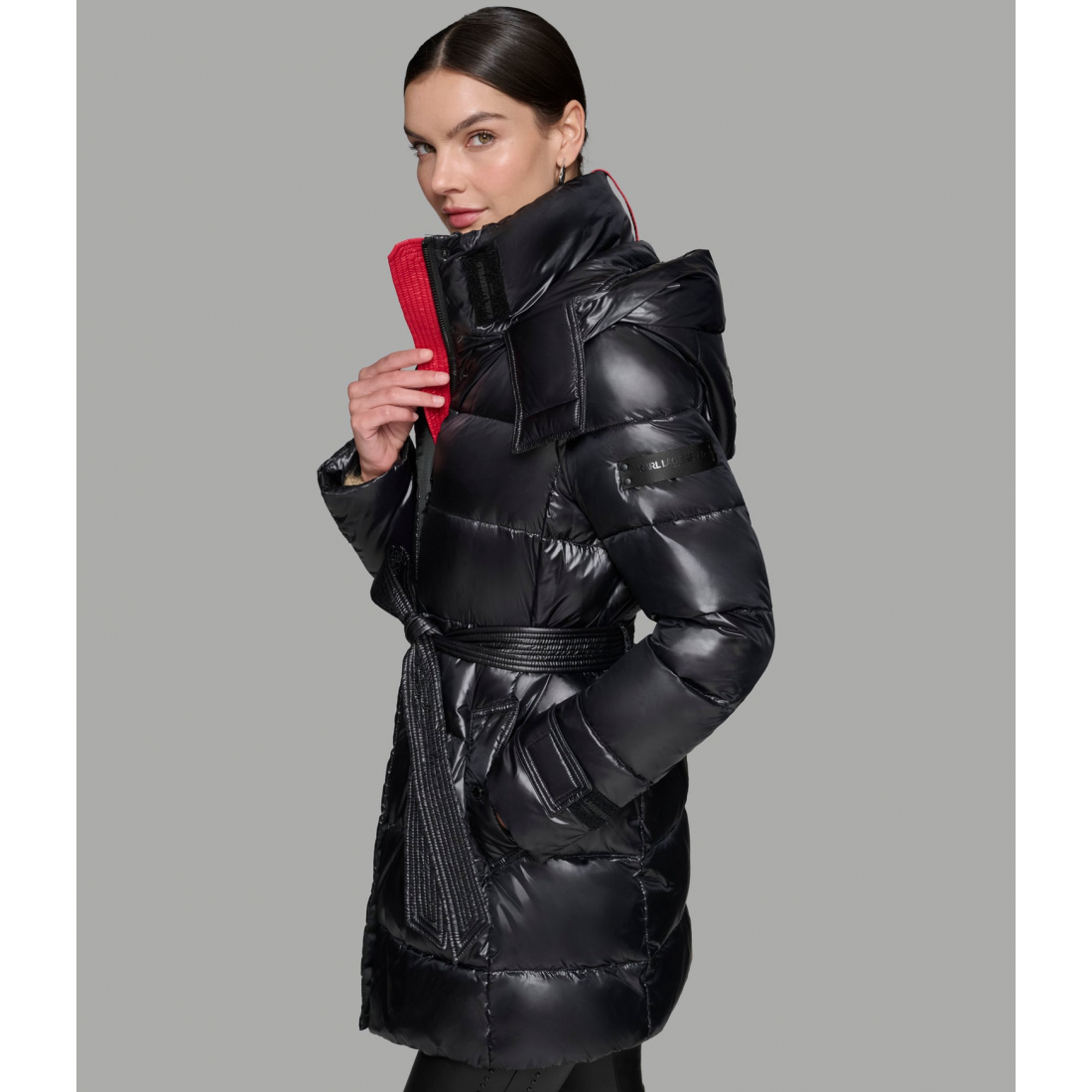 'Contrast Belted Short Puffer' für Damen