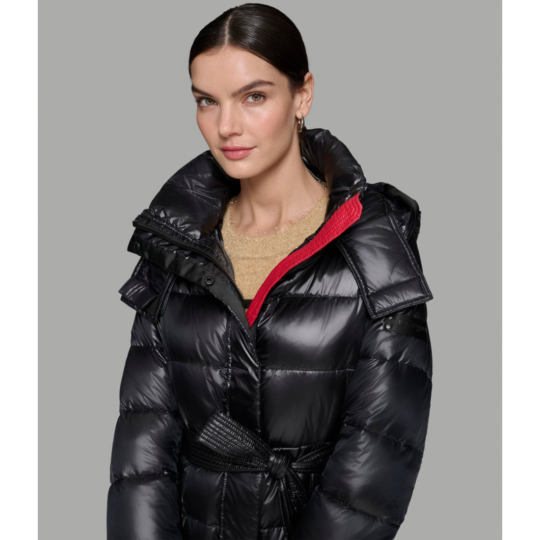 'Contrast Belted Short Puffer' für Damen