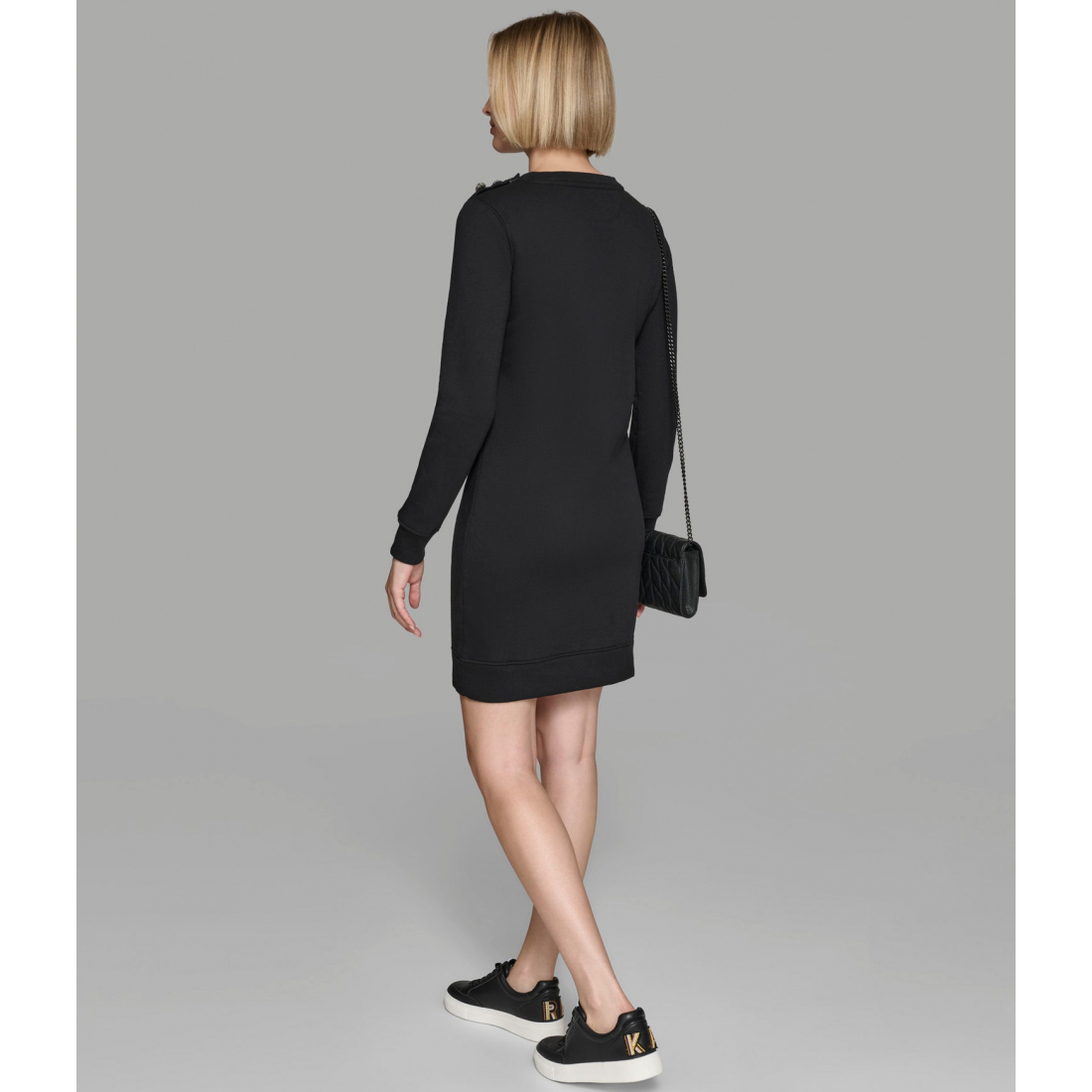 'Karl Crystal Button Shoulder Sweatshirt Dress' pour Femmes