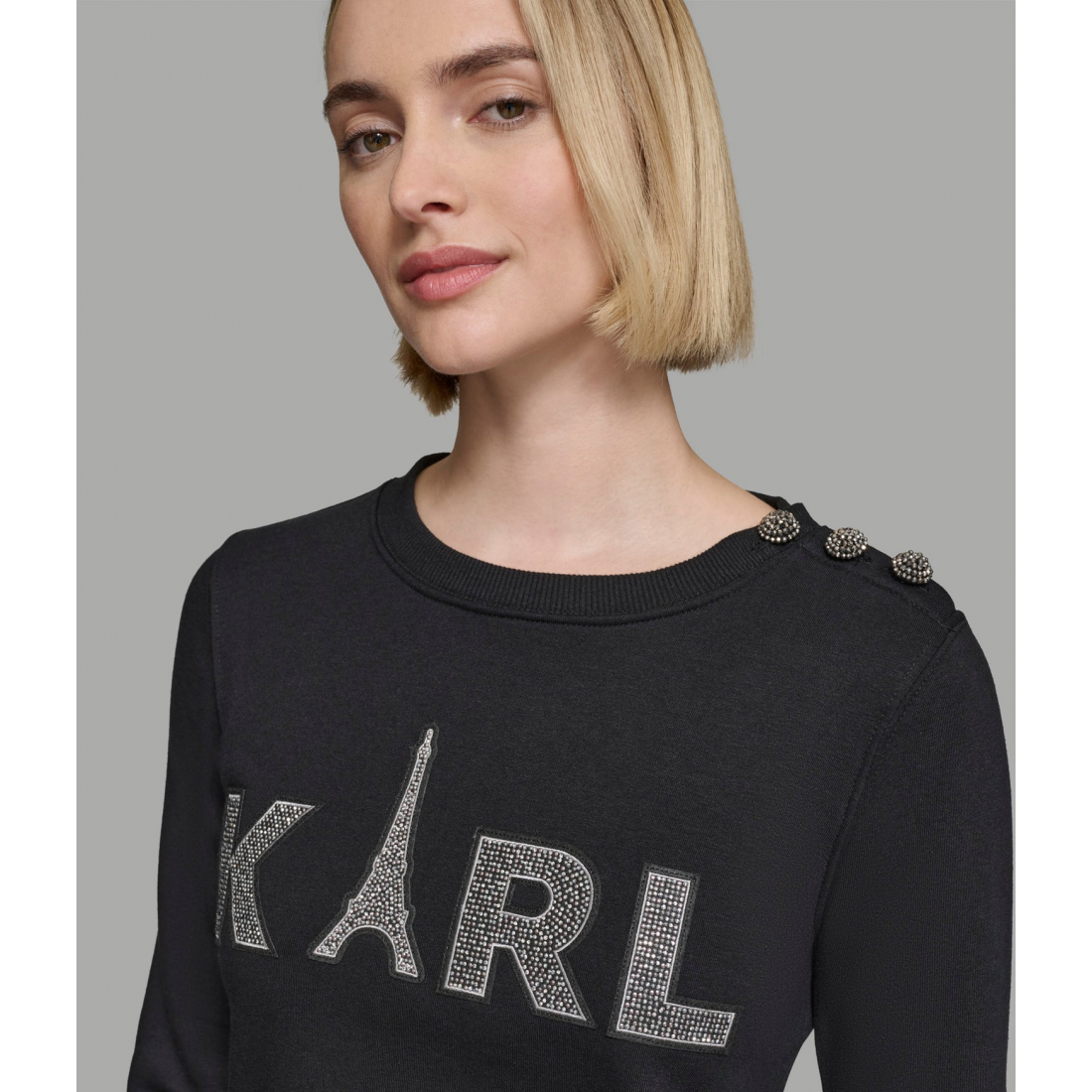 'Karl Crystal Button Shoulder Sweatshirt Dress' pour Femmes