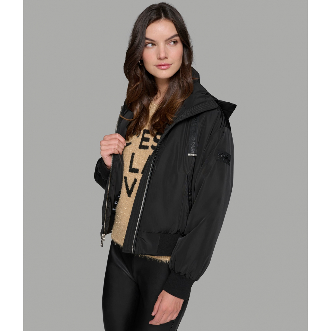 'Cropped Logo Bomber Jacket' pour Femmes