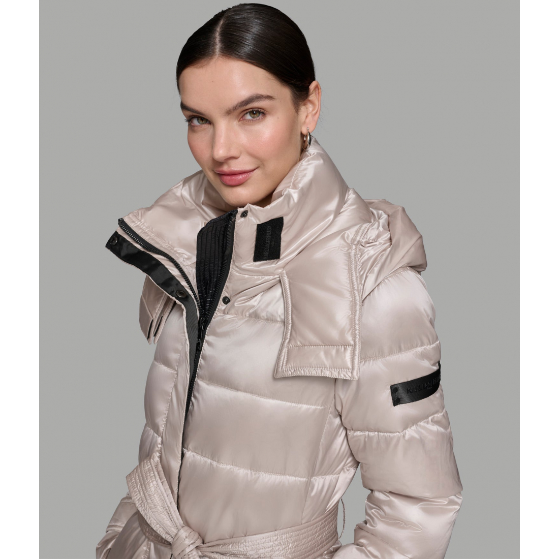 'Contrast Maxi Belted Long Puffer' für Damen