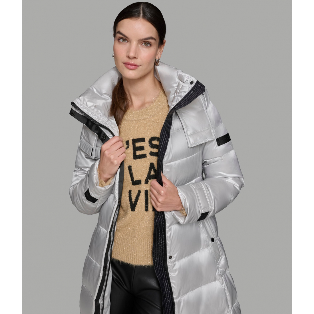 'Contrast Maxi Belted Long Puffer' für Damen