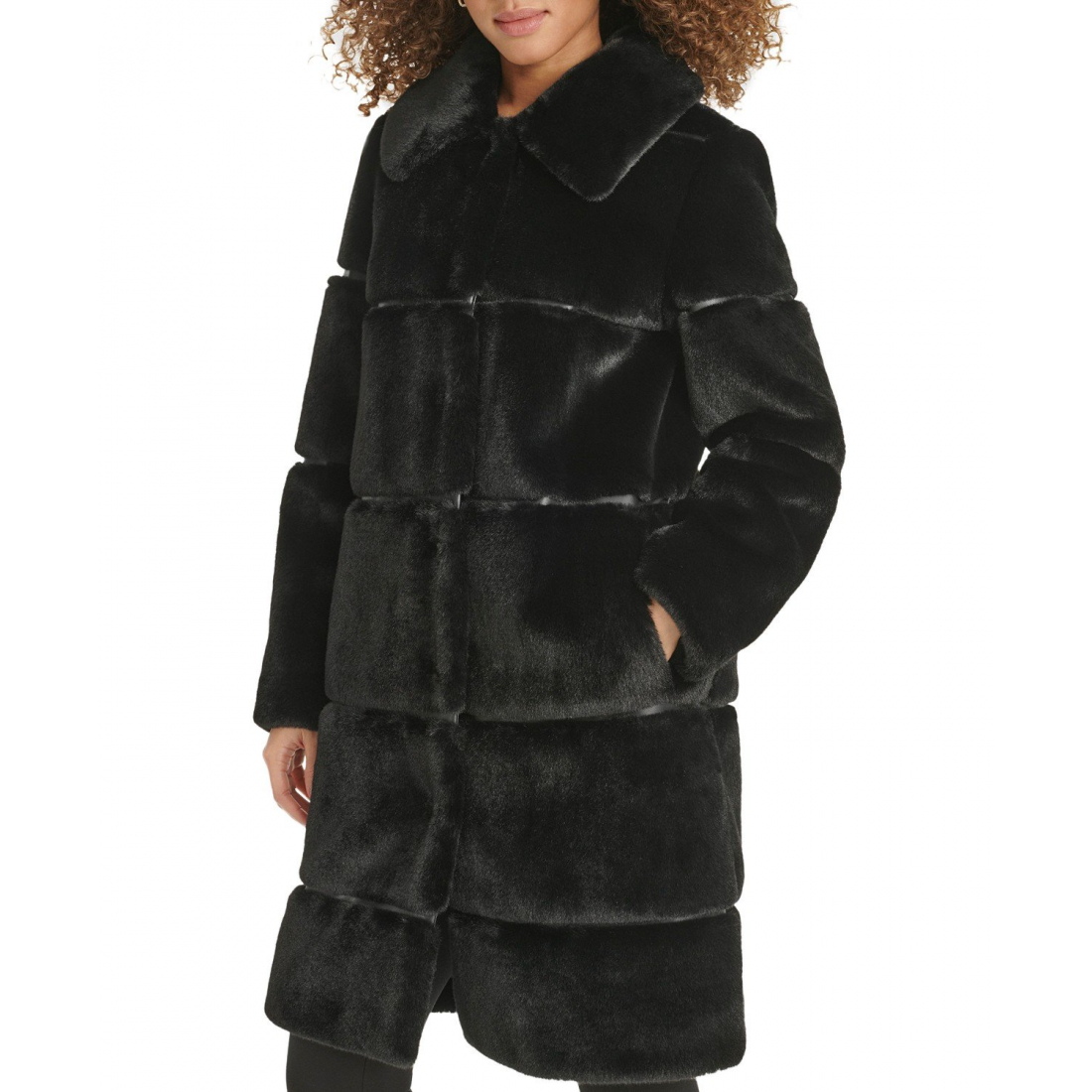Women's 'Faux-Leather Trim Faux-Fur Coat'