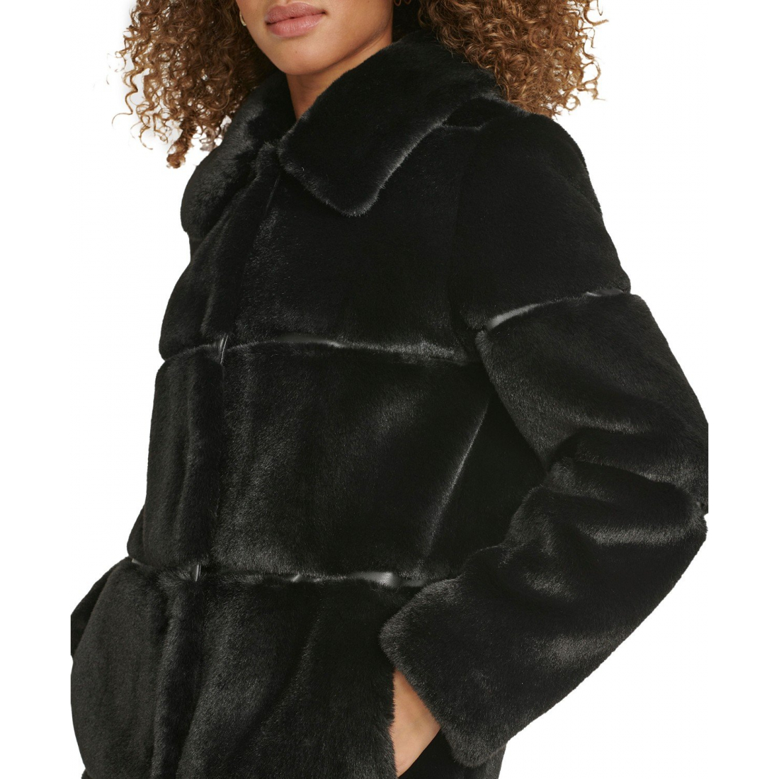 Women's 'Faux-Leather Trim Faux-Fur Coat'