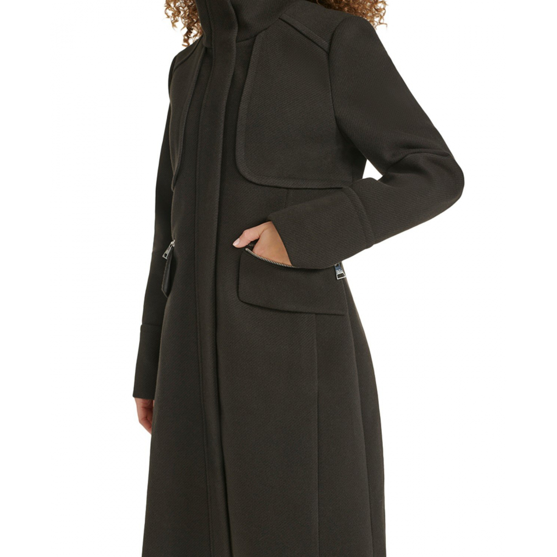 'Zip-Front Bouclé' Mantel für Damen