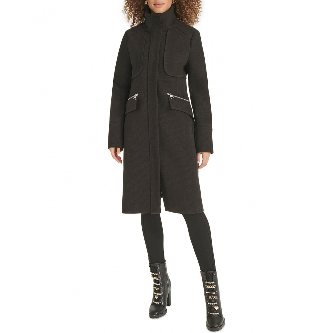 'Zip-Front Bouclé' Mantel für Damen