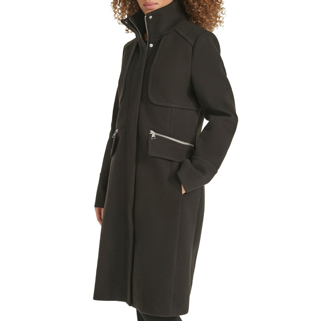 'Zip-Front Bouclé' Mantel für Damen