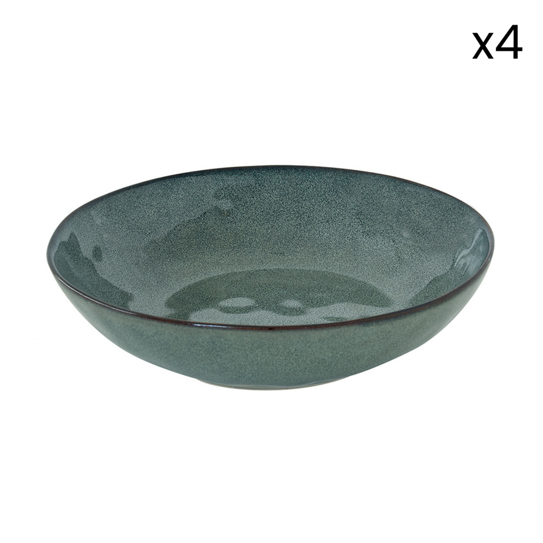 Set Aus 4 Tiefen Tellern, Ø 21 cm, Aus Genesis Green Steinzeug