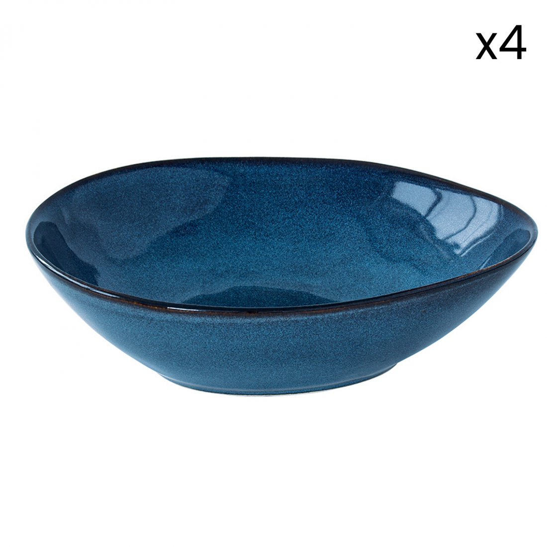 Set Of 4 Deep Plates 21x17 cm In Genesis Blue Stonware