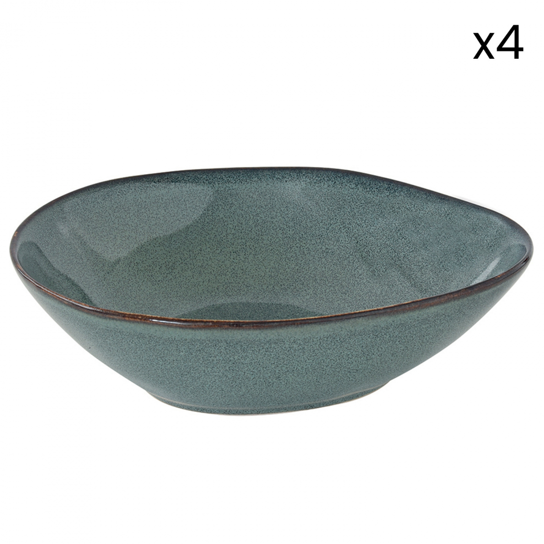 Set Aus 4 Tiefen Tellern 21 x 17 cm Aus Genesis Green Steingut