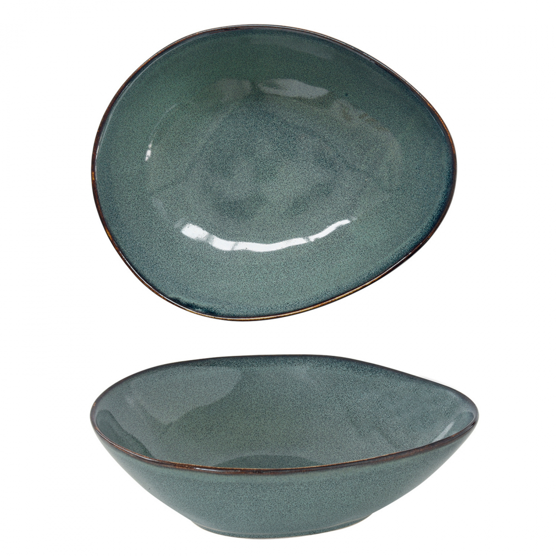 Set Aus 4 Tiefen Tellern 21 x 17 cm Aus Genesis Green Steingut