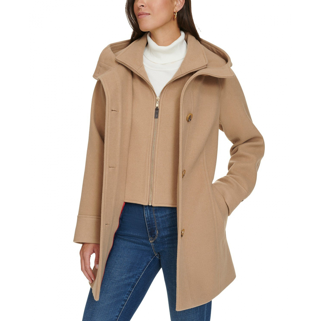Manteau 'Hooded Button-Front' pour Femmes