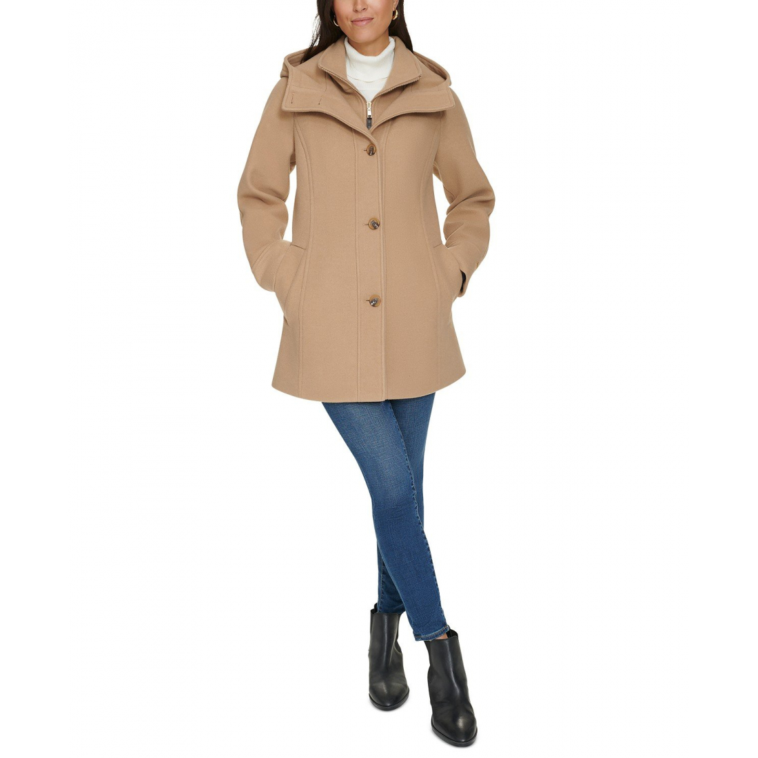 Manteau 'Hooded Button-Front' pour Femmes
