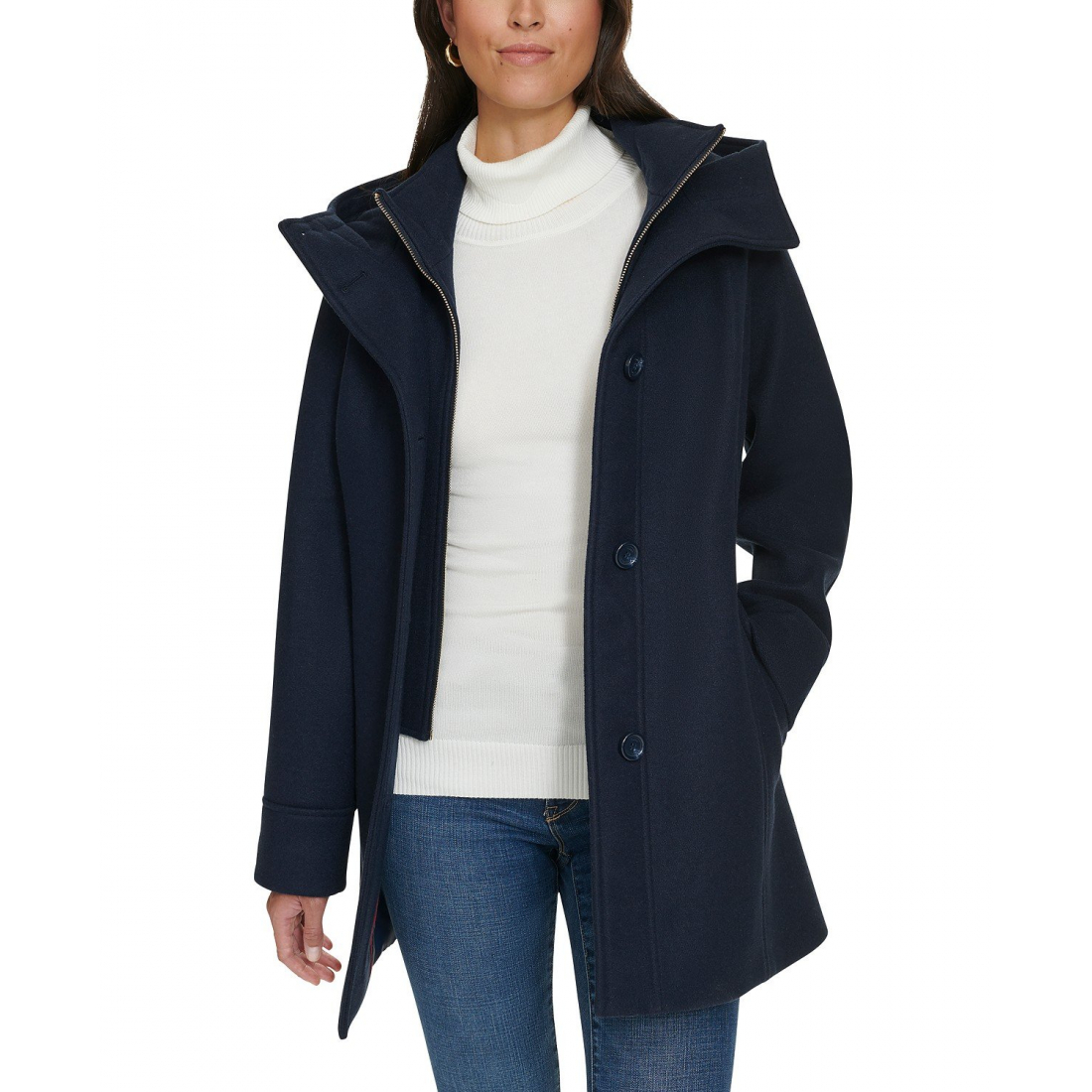 Manteau 'Hooded Button-Front' pour Femmes