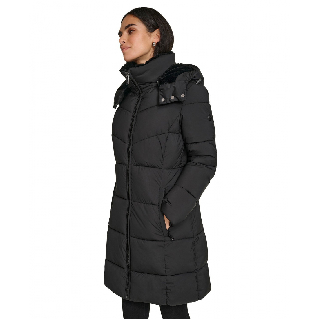 'Hooded Faux-Fur-Lined Midi' Puffermantel für Damen